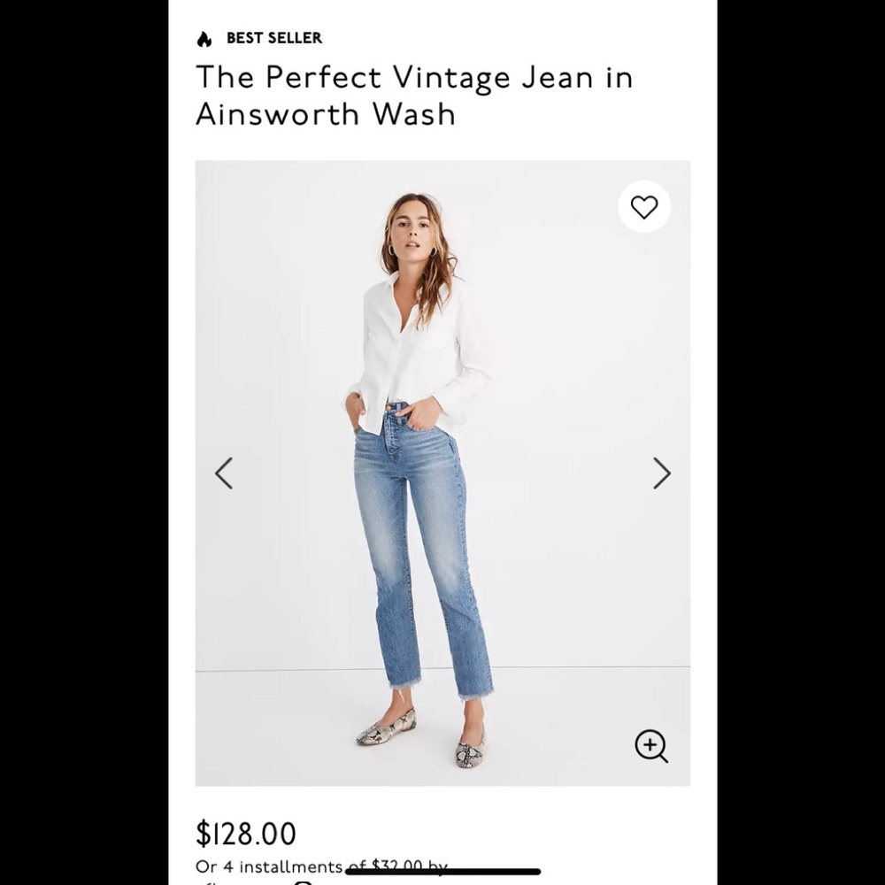 Madewell Jeans Perfect Vintage Ainsworth 26